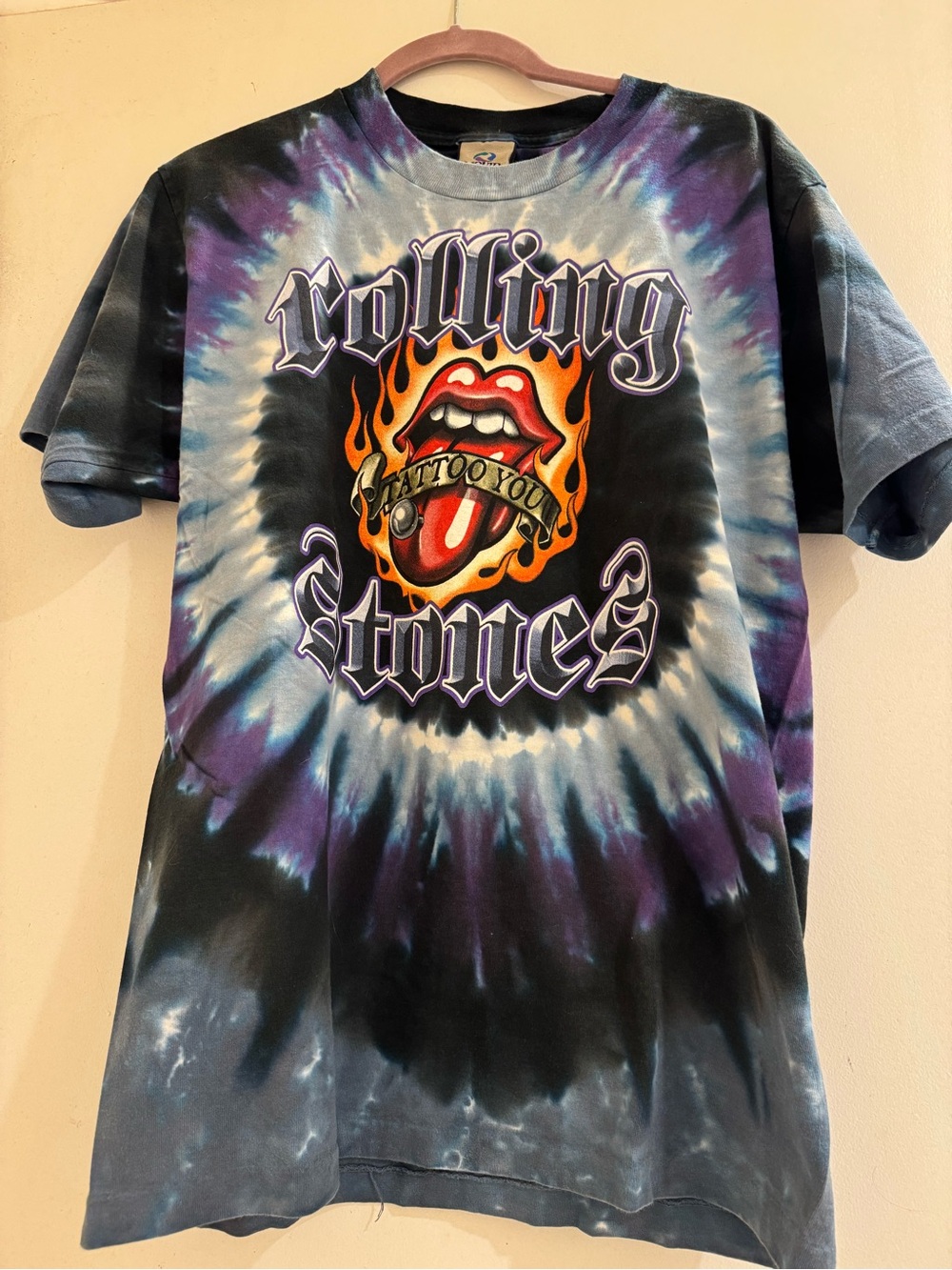 Liquid Blue Rolling Stones Tie-Dye Tee in Black, Purple, Gray